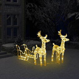 Berkfield Reindeers & Sleigh Christmas Decoration 160 Leds 130 Cm Acrylic - thumbnail 1
