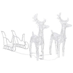 Berkfield Reindeers & Sleigh Christmas Decoration 160 Leds 130 Cm Acrylic - thumbnail 3