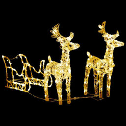 Berkfield Reindeers & Sleigh Christmas Decoration 160 Leds 130 Cm Acrylic - thumbnail 2