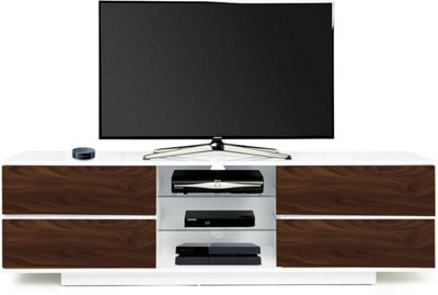 "Homeology Avitus Premium High Gloss White With 4-Walnut Drawers And 2 Shelves Up To 65"" Led/oled/lcd Tv Cabinet" - image 1