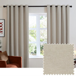 furn. Furn Soft Chenille Blackout Eyelet Curtain Pair, Natural, (W) 117 X (D) 183Cm