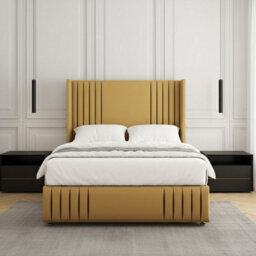 REGIONAL FURNISHINGS Divan Bed Set Mustard Plush Velvet Upholstered 54Inch Headboard 2Drawers Footend & No Mattress In Double King 4Ft 6Ft Sizes - thumbnail 3