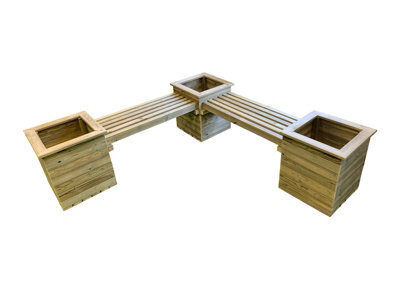 Churnet Valley Garden Furniture Ltd Corner Planter Bench - Timber - L194 X W194 X H55 Cm - Minimal Assembly Required - image 1
