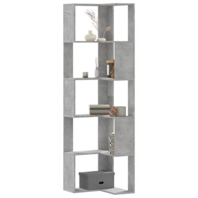 Vidaxl Corner Bookcase 5-Tier Concrete Grey 50X50X179 Cm Engineered Wood - image 1