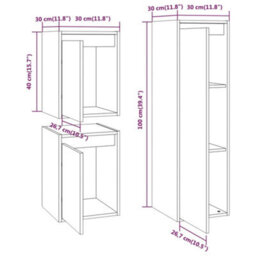 Berkfield Tv Cabinets 3 Pcs White Solid Wood Pine - thumbnail 9