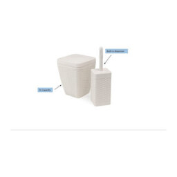 Addis Faux Rattan Square Bathroom Set - Swing Bin & Toilet Brush, Calico Linen - thumbnail 4