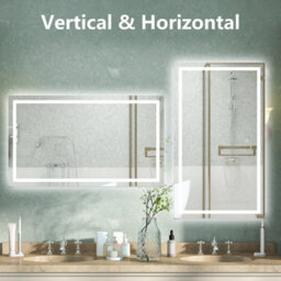 AVER-GROWTH Bathroom Mirror With Led Lights Demister Pad Anti-Fog Dimmable Touch/wall Switch Portrait/landscape Wall Mounted 1500X700mm - thumbnail 5