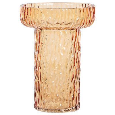 Beliani Flower Vase Platania Glass 20 Cm Orange - image 1