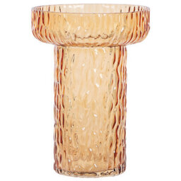 Beliani Flower Vase Platania Glass 20 Cm Orange
