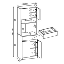 Roomart Napoli Kitchen Dresser, White And Oak Effect - thumbnail 4