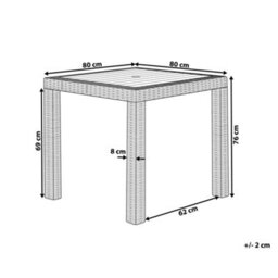 Beliani Light Grey 80 X 80 Cm Minimalist Garden Dining Table - 4 Seater - thumbnail 3
