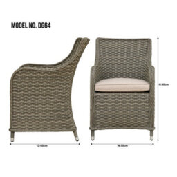 Loops 2 Pack Rattan Wicker Garden Dining Chair Set & Cushions - Brown Outdoor Seating - thumbnail 8