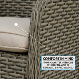 Loops 2 Pack Rattan Wicker Garden Dining Chair Set & Cushions - Brown Outdoor Seating - thumbnail 4