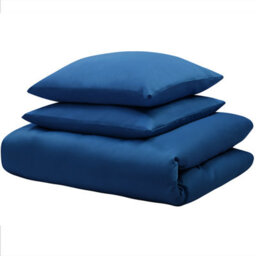 Beliani Duvet Cover Set Harmonridge Sateen Cotton 200 X 220 Cm Dark Blue - thumbnail 5