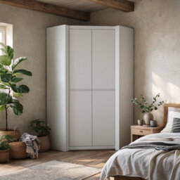 Wyld Haus Vienna Alpine White Corner Wardrobe 2 Door - thumbnail 2