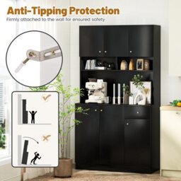 Gainoom 180Cm Tall Pantry Cabinet Kitchen Cabinet Freestanding Buffet Cupboard With Outlets & Usb Ports - thumbnail 5
