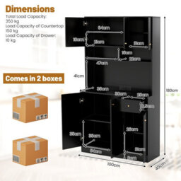 Gainoom 180Cm Tall Pantry Cabinet Kitchen Cabinet Freestanding Buffet Cupboard With Outlets & Usb Ports - thumbnail 2