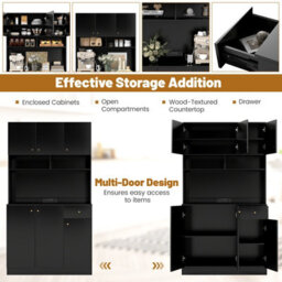 Gainoom 180Cm Tall Pantry Cabinet Kitchen Cabinet Freestanding Buffet Cupboard With Outlets & Usb Ports - thumbnail 6
