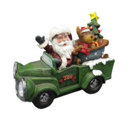 SecureFix Direct Light Up Santa Christmas Truck Figurine (Xmas Ornament Led Lights Festive Decoration)