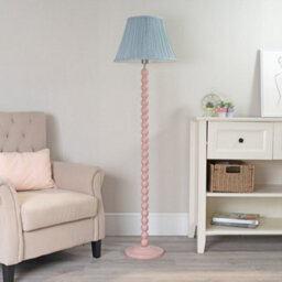 Valuelights Bobbles Rose Pink Bobbin Floor Lamp With Blue Pleated Shade - Led Bulb Included - thumbnail 4
