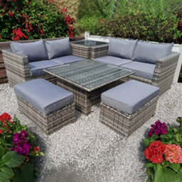 UK Leisure World Rattan Raising Table Wicker Conservatory Outdoor Garden Furniture Corner Coffee Table Dining Grey - thumbnail 2
