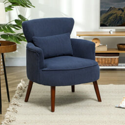 Homcom Armchair With Padded Seat And Backrest For Living Room, Blue