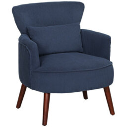 Homcom Armchair With Padded Seat And Backrest For Living Room, Blue - thumbnail 2