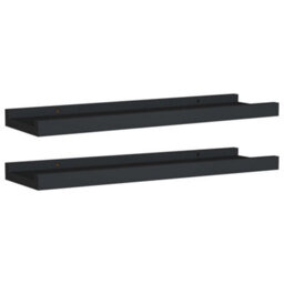 Berkfield Picture Frame Ledge Shelves 2 Pcs Black 40X9X3 Cm Mdf - thumbnail 2