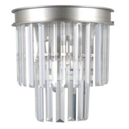 Luminosa Lighting Luminosa Wall Lamp Silver 2 Light With Crystal Glass Shade, E14