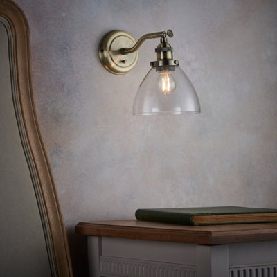 Anson Lighting Pampa Wall Light Finished In Antique Brass Plate And Clear Glass - image 1
