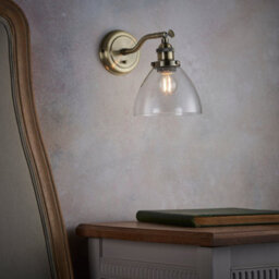 Anson Lighting Pampa Wall Light Finished In Antique Brass Plate And Clear Glass - thumbnail 1