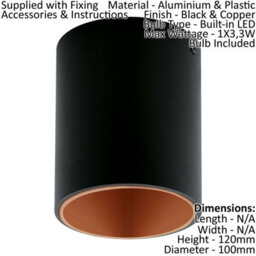 Elegant Black And Copper Round Led Downlight For Walls And Ceilings - thumbnail 2