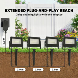 Outsunny 32W Led Floodlights, Outdoor Flood Light With Uk Plug, Black - thumbnail 4