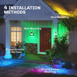 Outsunny 32W Led Floodlights, Outdoor Flood Light With Uk Plug, Black - thumbnail 8