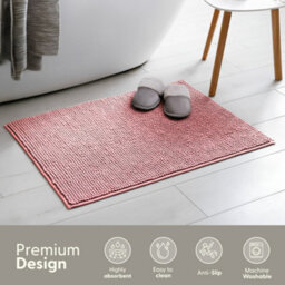 Keplin Non-Slip Microfibre Bath & Toilet Mat 40Cm X 60Cm, Pink - thumbnail 3