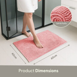 Keplin Non-Slip Microfibre Bath & Toilet Mat 40Cm X 60Cm, Pink - thumbnail 2