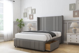 "Sloomy Hargrave Pewter Dumfries Divan Bed Base No Drawers-54"" Wingback Headboard & 12"" Footboard 4' Small Double" - thumbnail 4