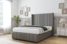 "Sloomy Hargrave Pewter Dumfries Divan Bed Base No Drawers-54"" Wingback Headboard & 12"" Footboard 4' Small Double" - thumbnail 3