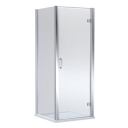 Balterley Hinged Shower Door With 6mm Glass, Side Panel & Slip Resistant Tray 800X800mm Chrome Frame & White Finish