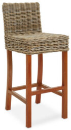 Orsina Natural Rattan Bar Chair, Bar Stool For Kitchen, Bar Area, Breakfast Stool For Home Bar, Wooden Frame