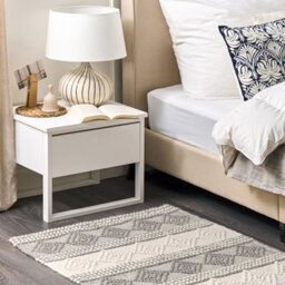 Beliani Handwoven Area Rug 80 X 150 Cm Light Beige Grey Wool-Polyester Geometric Boho - thumbnail 2