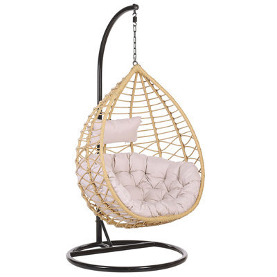 Beliani Hanging Chair With Stand Arsita Pe Rattan Natural - image 1