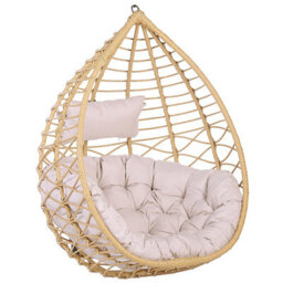 Beliani Hanging Chair With Stand Arsita Pe Rattan Natural - thumbnail 7