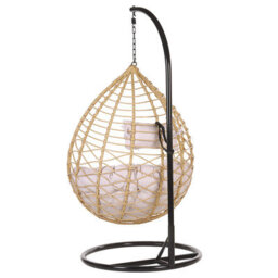 Beliani Hanging Chair With Stand Arsita Pe Rattan Natural - thumbnail 6