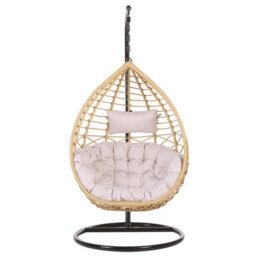 Beliani Hanging Chair With Stand Arsita Pe Rattan Natural - thumbnail 5