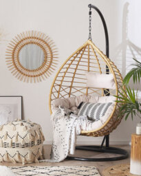 Beliani Hanging Chair With Stand Arsita Pe Rattan Natural - thumbnail 2
