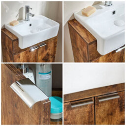 Homestylestore 550mm Dark Oak Floorstanding Bathroom Vanity Unit And Chrome Finger Pull Handle - thumbnail 2