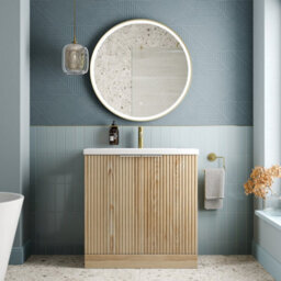 Affine Bathroom Vanity Unit Basin Sink Free Standing 800mm Door Cabinet Storage Wood - thumbnail 2