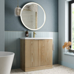 Affine Bathroom Vanity Unit Basin Sink Free Standing 800mm Door Cabinet Storage Wood - thumbnail 4