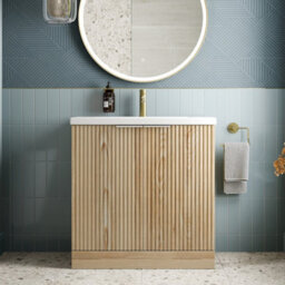 Aveli Bathroom Vanity Unit Basin Sink Free Standing 800mm Door Cabinet Storage Wood